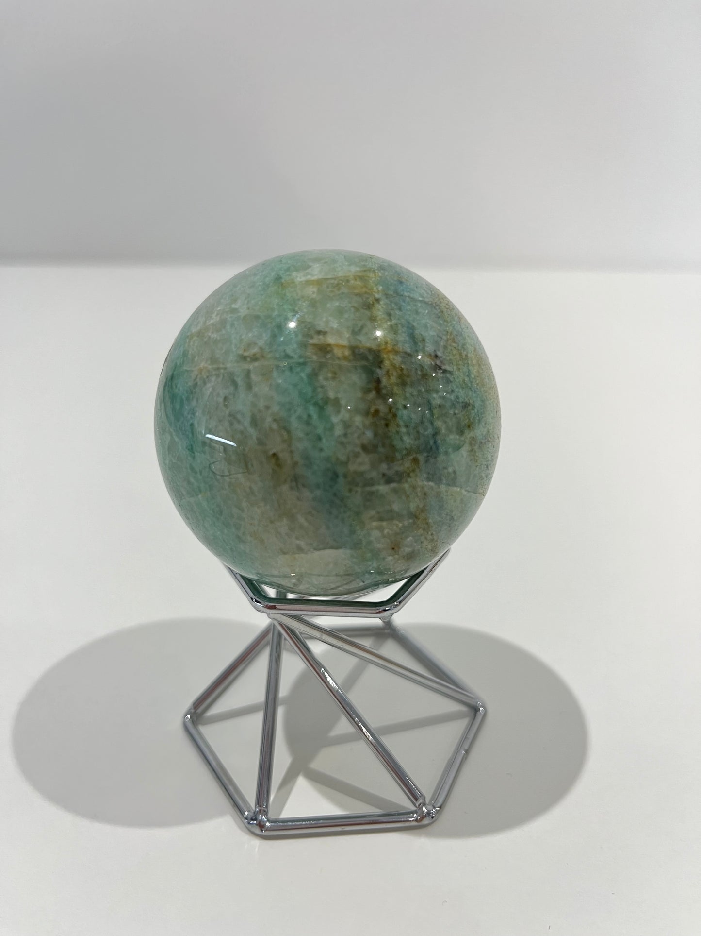Green Strawberry Quartz Sphere – 236g Light Green Crystal with Golden Veins for Heart Healing & Calm Energy
