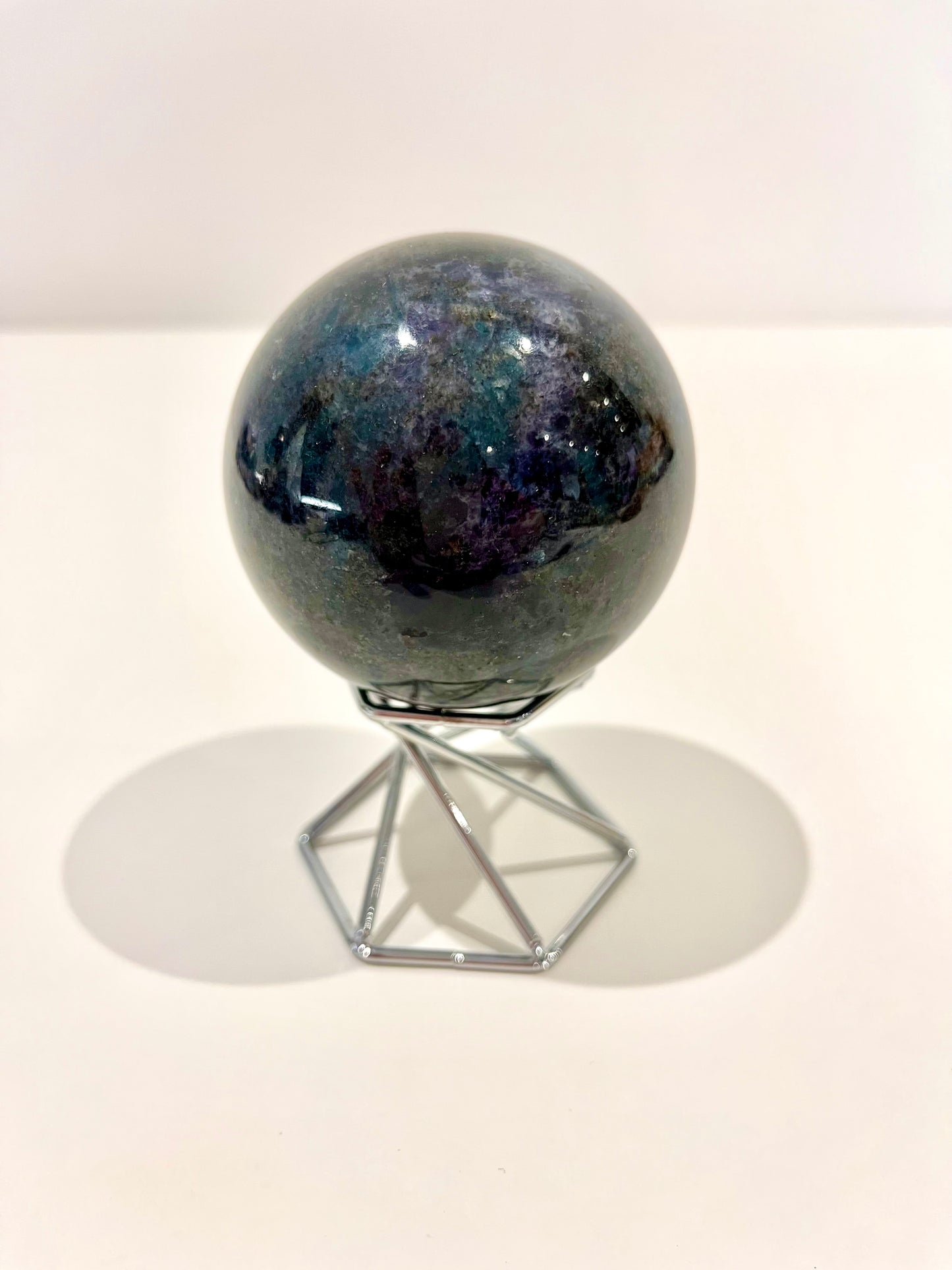 Iolite with Emerald Sphere – 402g Rare Purple & Green Crystal for Intuition, Healing & Cosmic Connection
