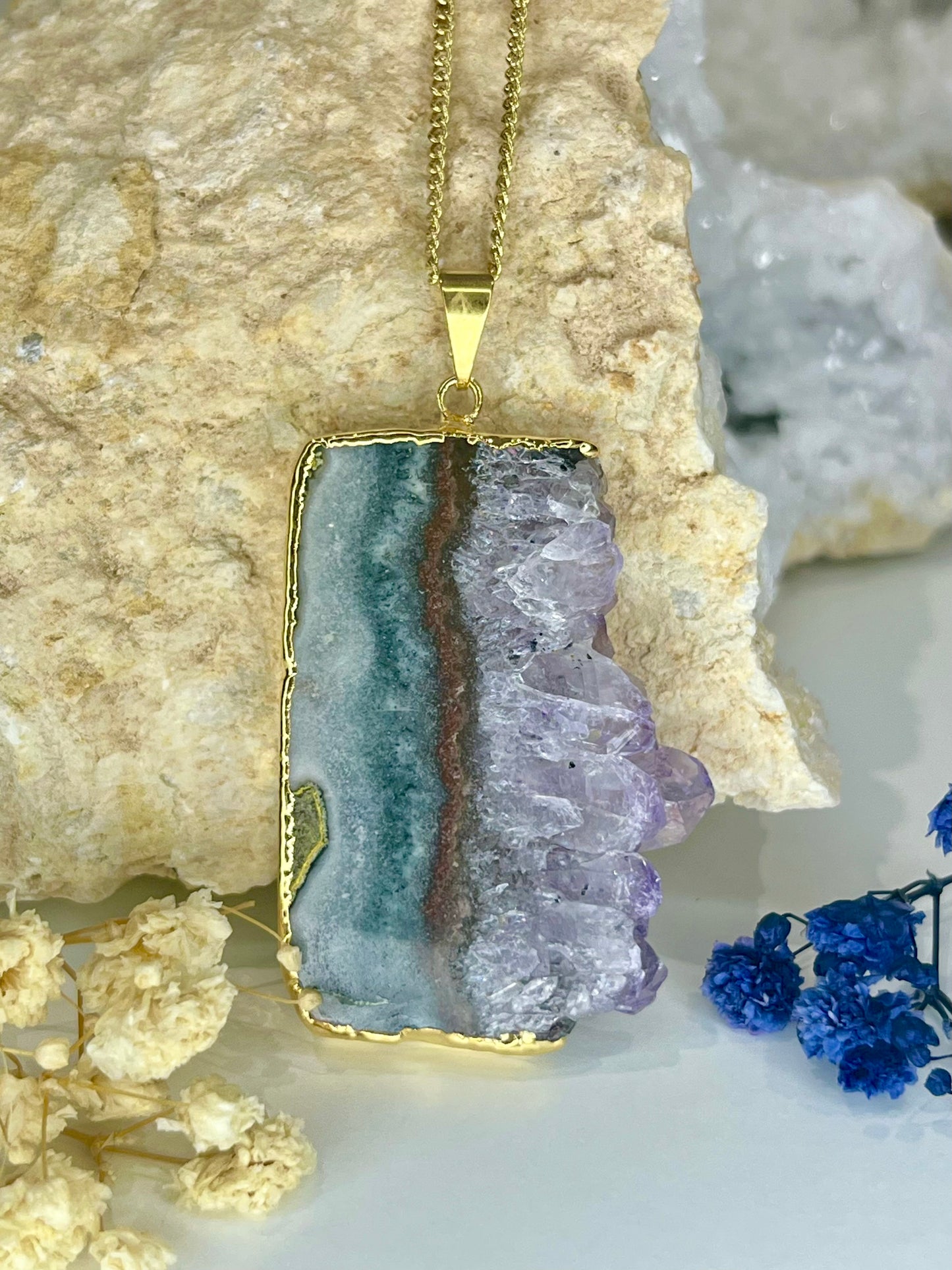 Gold-Plated Amethyst Slice Necklace