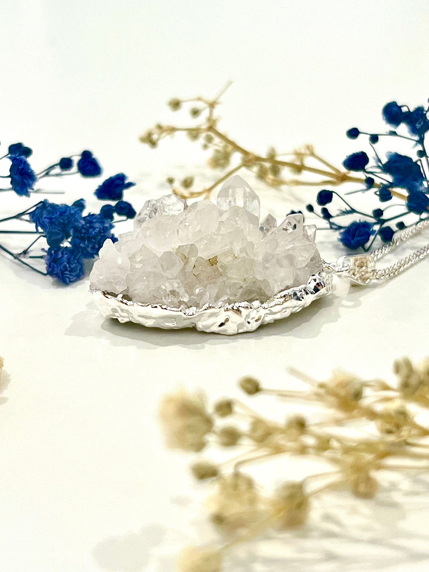 Natural Quartz Cluster Necklace – Clear Quartz Points