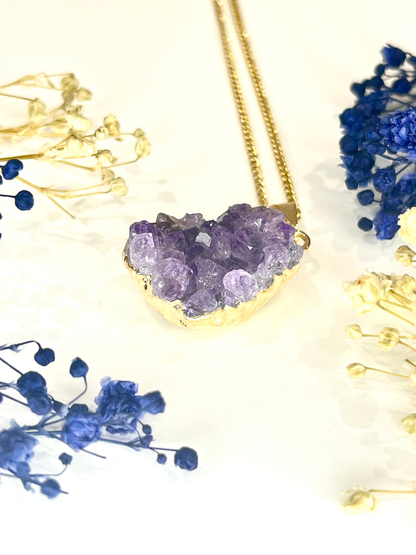 Gold-Plated Amethyst Cluster Necklace