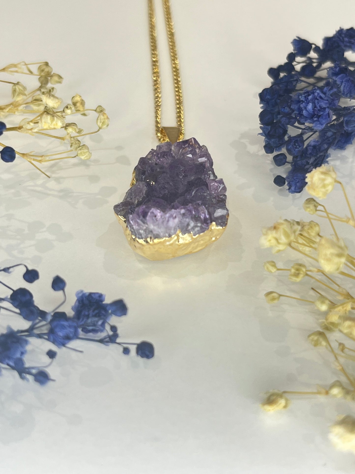Gold-Plated Amethyst Cluster Necklace