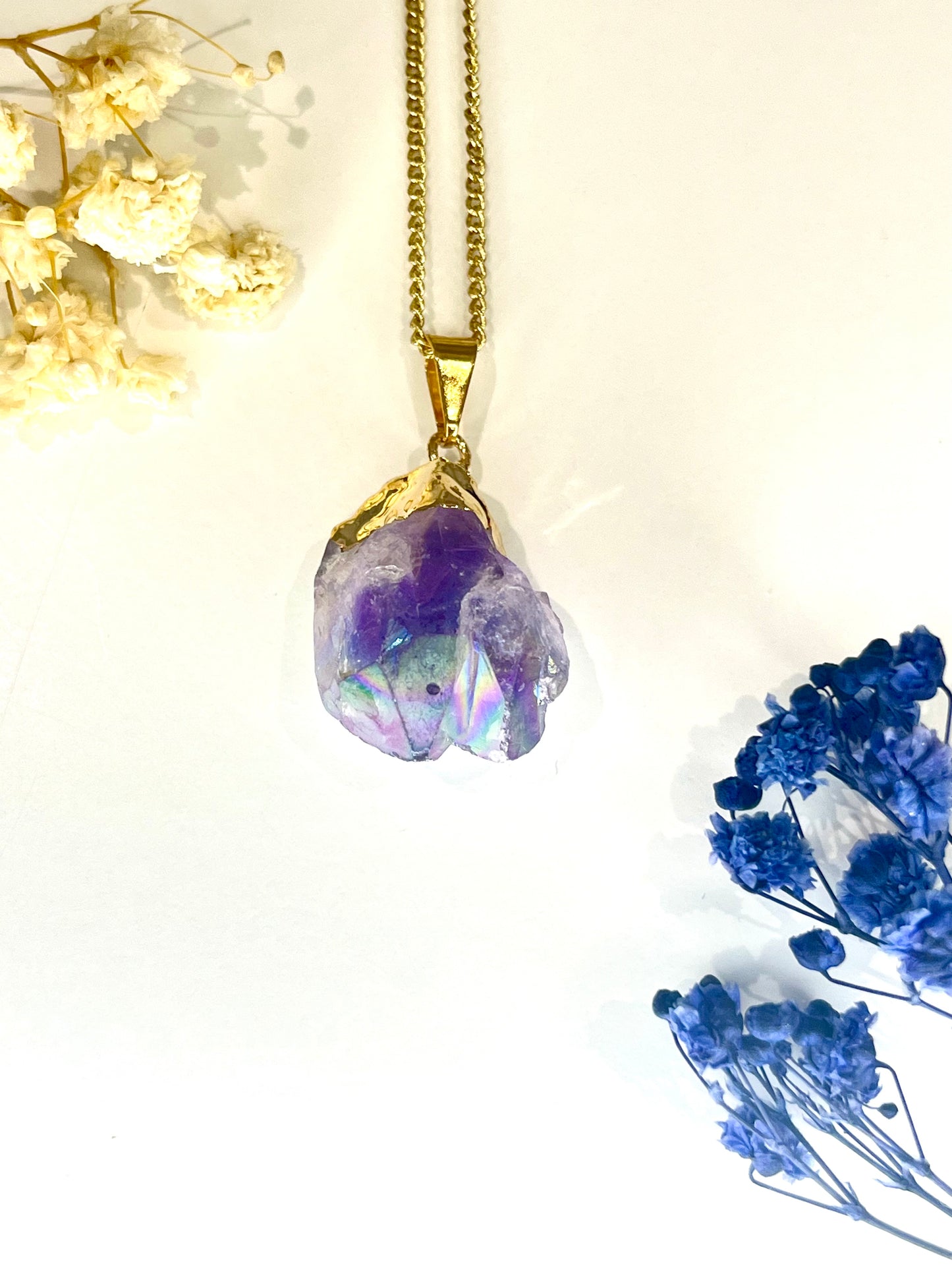 Gold-Plated Aura Amethyst Point Necklace