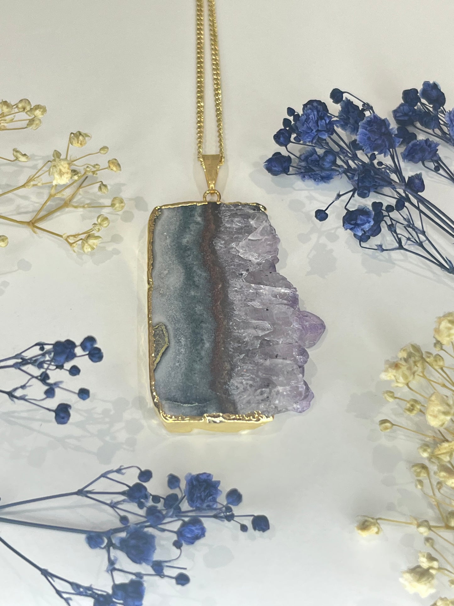 Gold-Plated Amethyst Slice Necklace