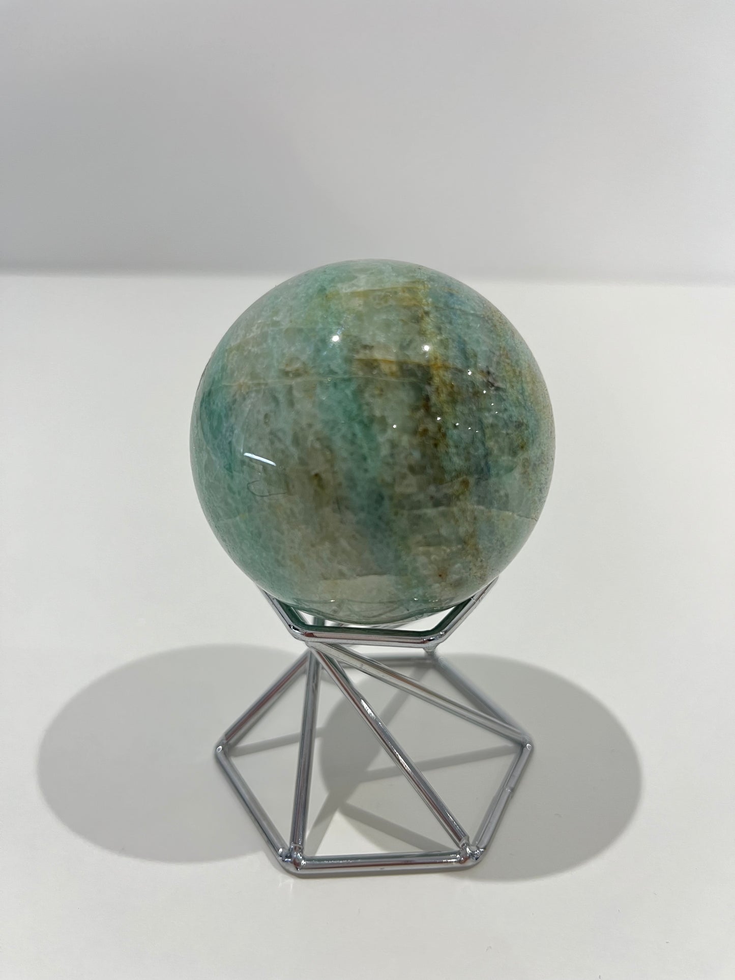 Green Strawberry Quartz Sphere – 236g Light Green Crystal with Golden Veins for Heart Healing & Calm Energy