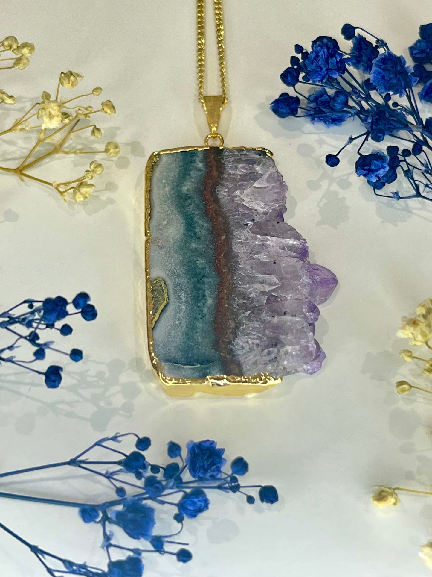 Gold-Plated Amethyst Slice Necklace