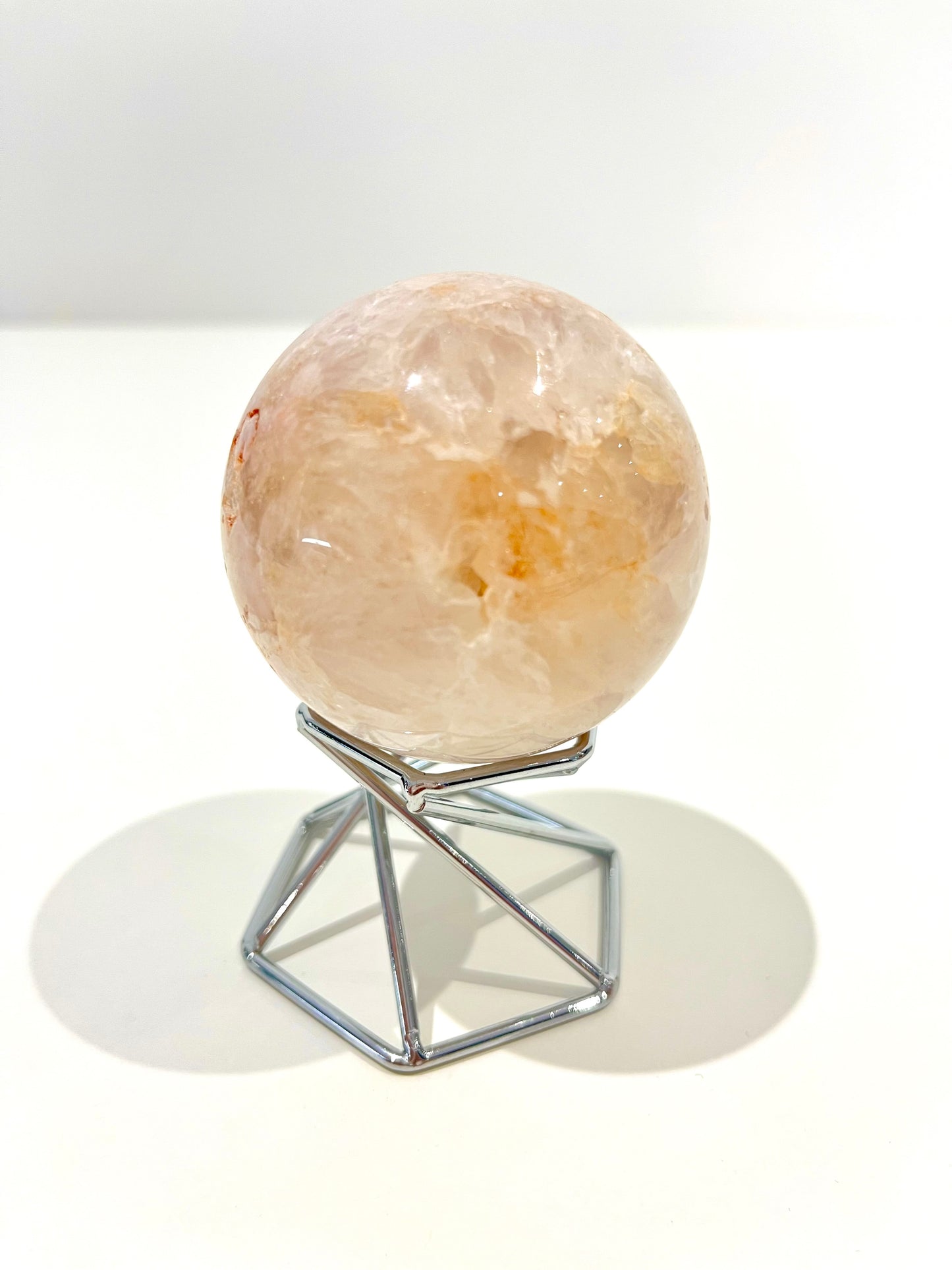 Pink Amethyst Sphere – 255g Dual-Toned Crystal with Rainbows for Emotional Healing & Self-Love