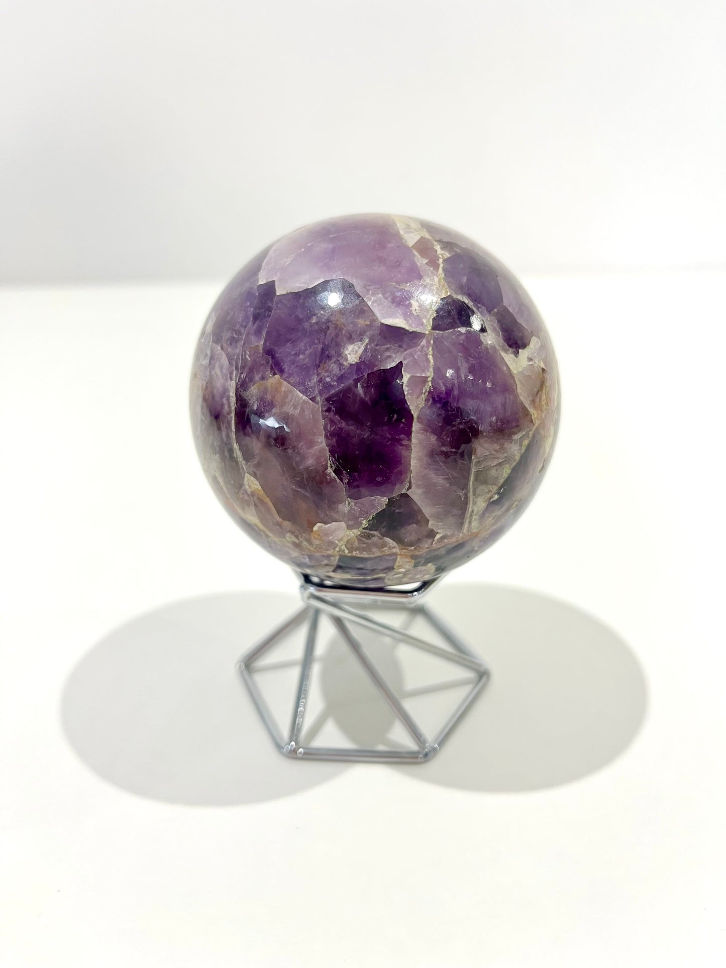 Dream Amethyst Sphere – 456g Deep Purple Crystal with Natural Banding for Intuition & Calm Energy