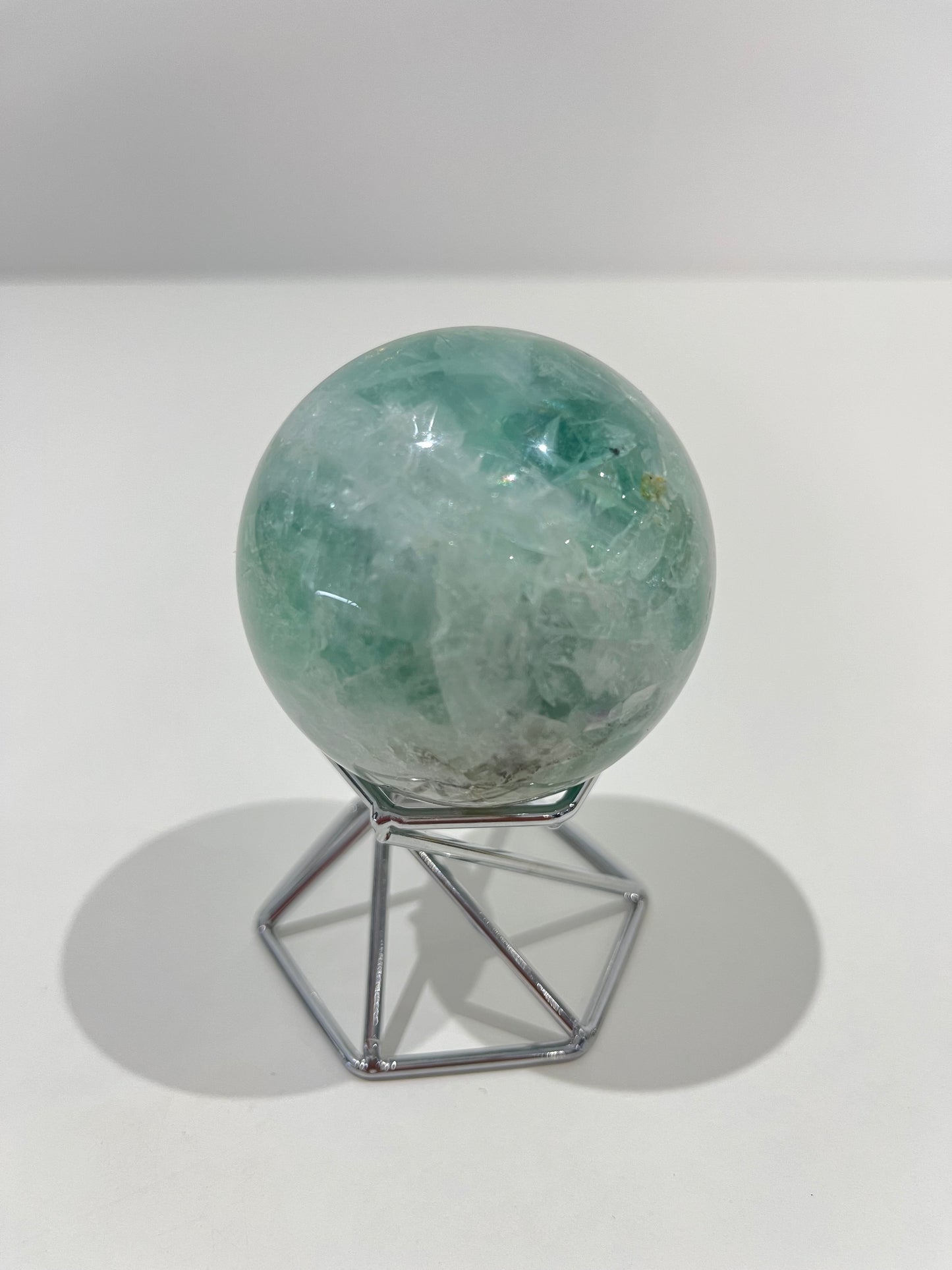 Green Fluorite Sphere – 279g Light Green Crystal with Rainbows for Focus, Healing & Emotional Balance