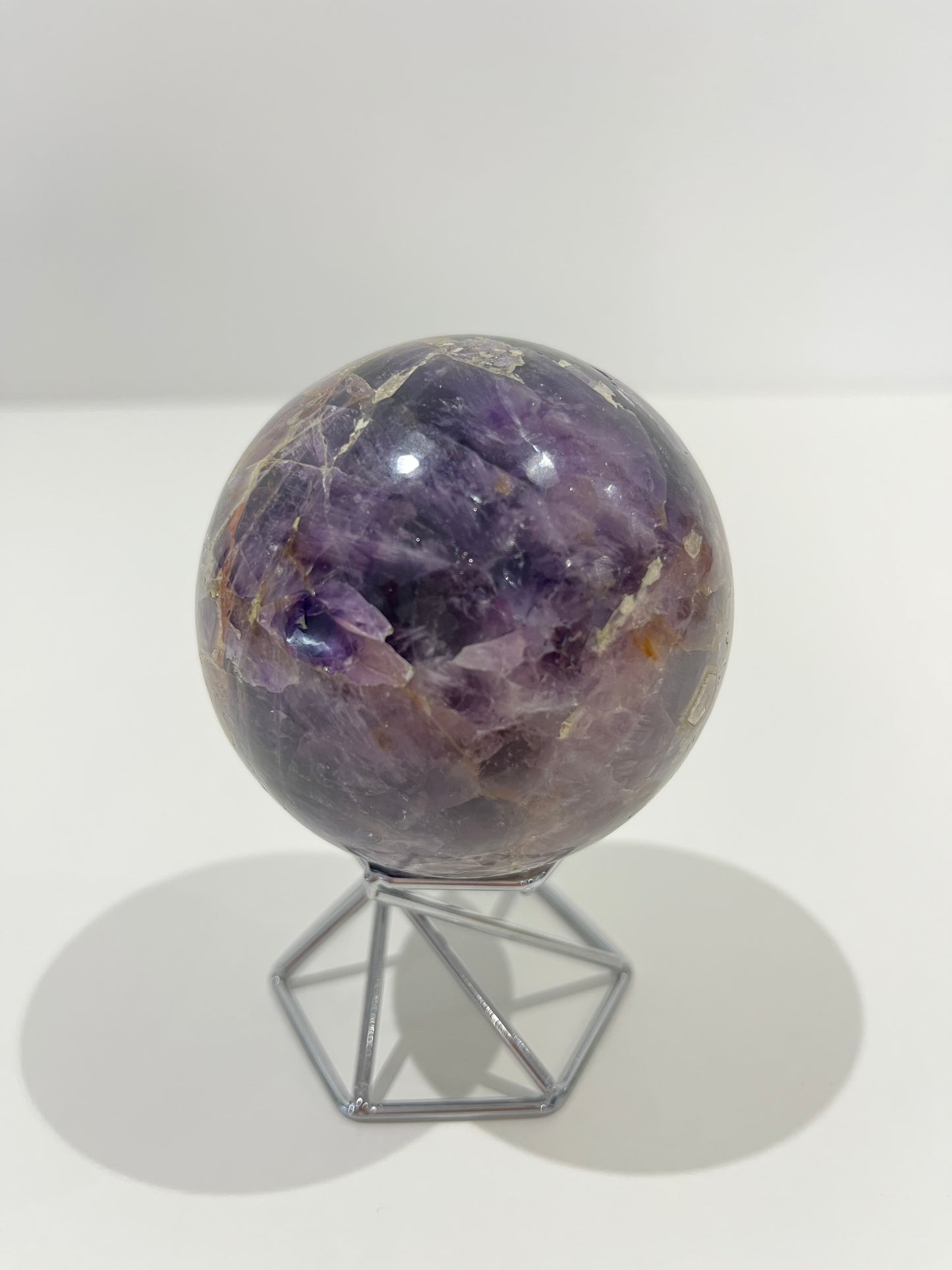 Dream Amethyst Sphere – 456g Deep Purple Crystal with Natural Banding for Intuition & Calm Energy