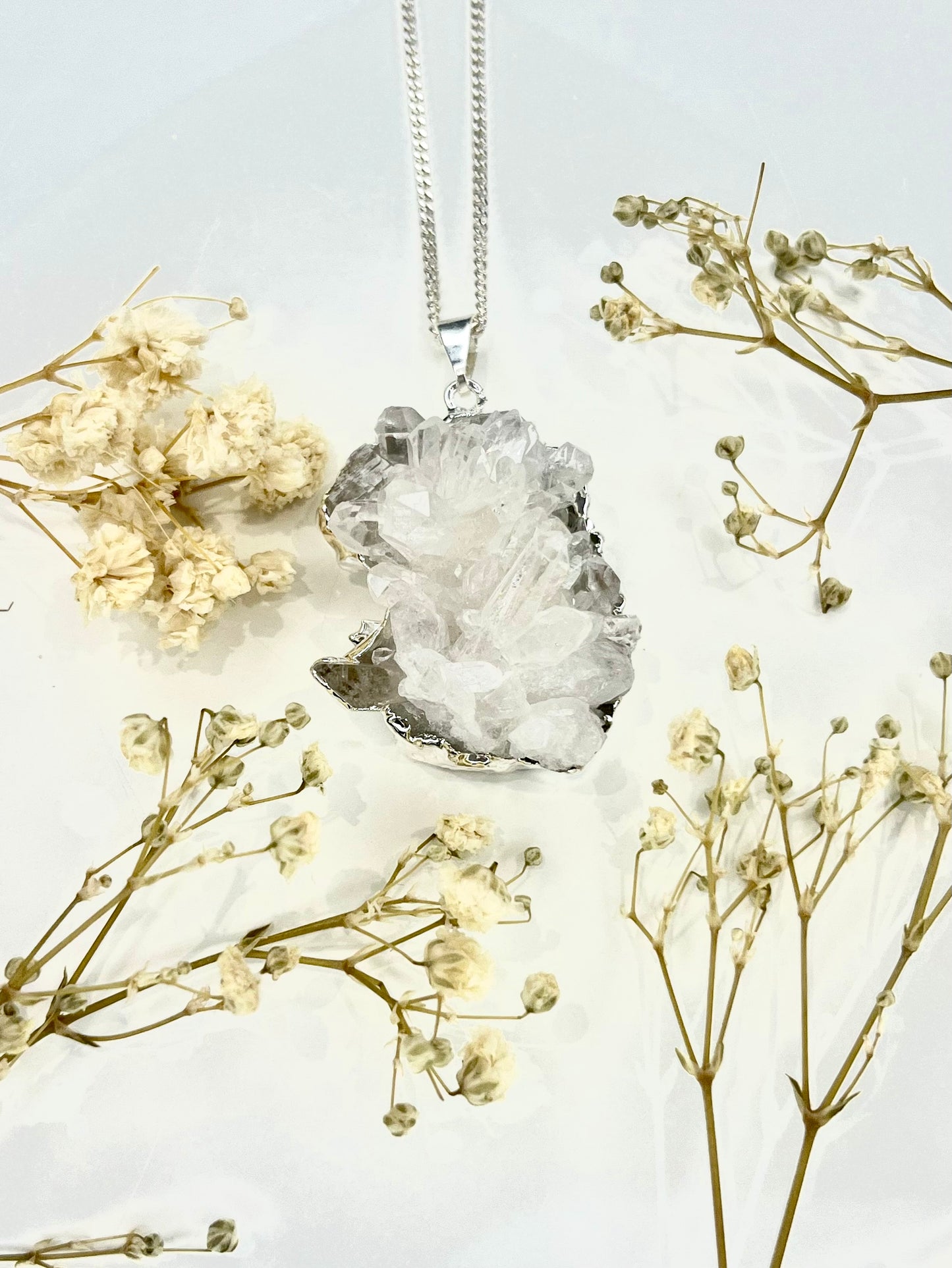 Natural Quartz Cluster Necklace – Clear Quartz Points