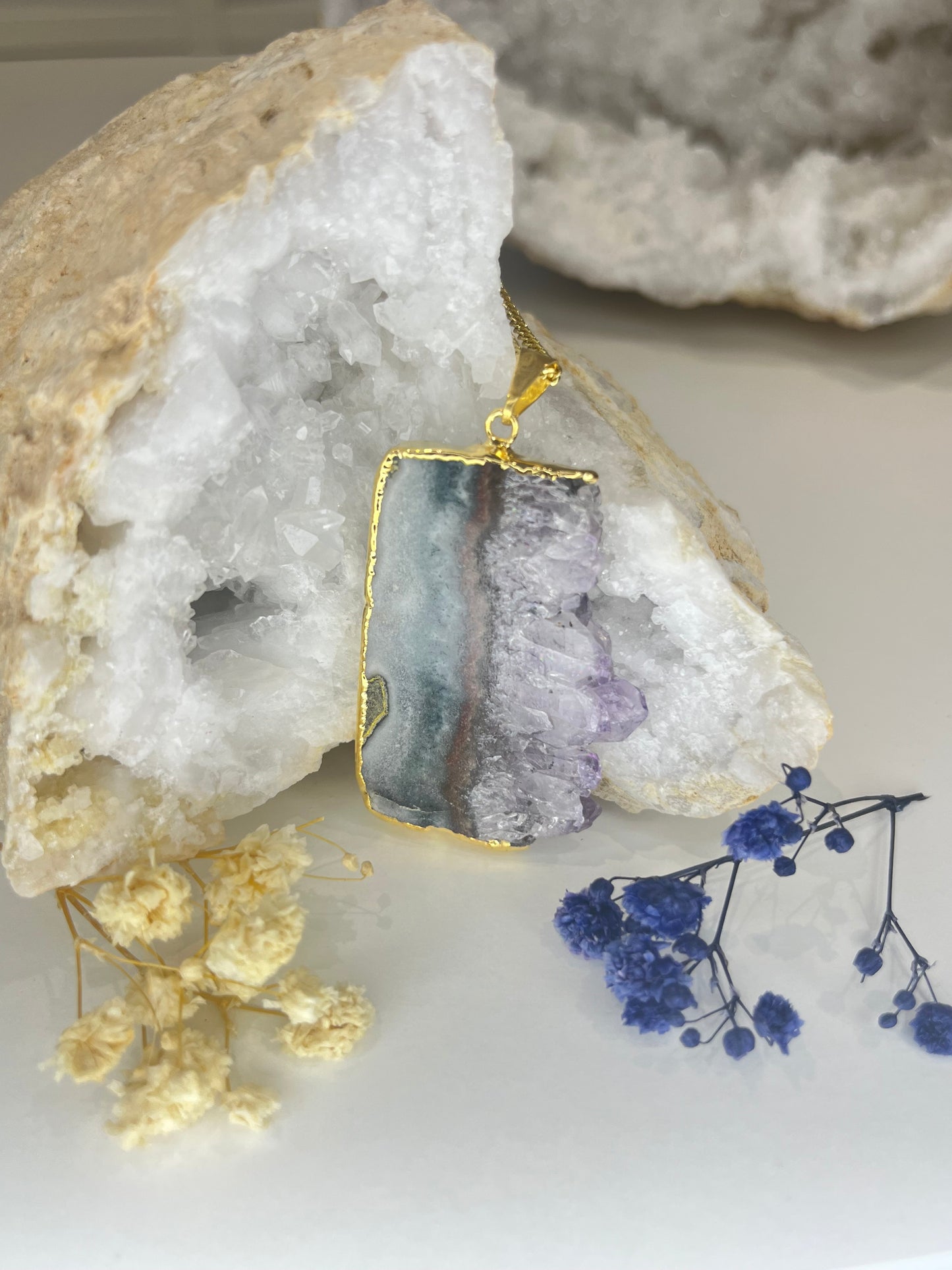 Gold-Plated Amethyst Slice Necklace