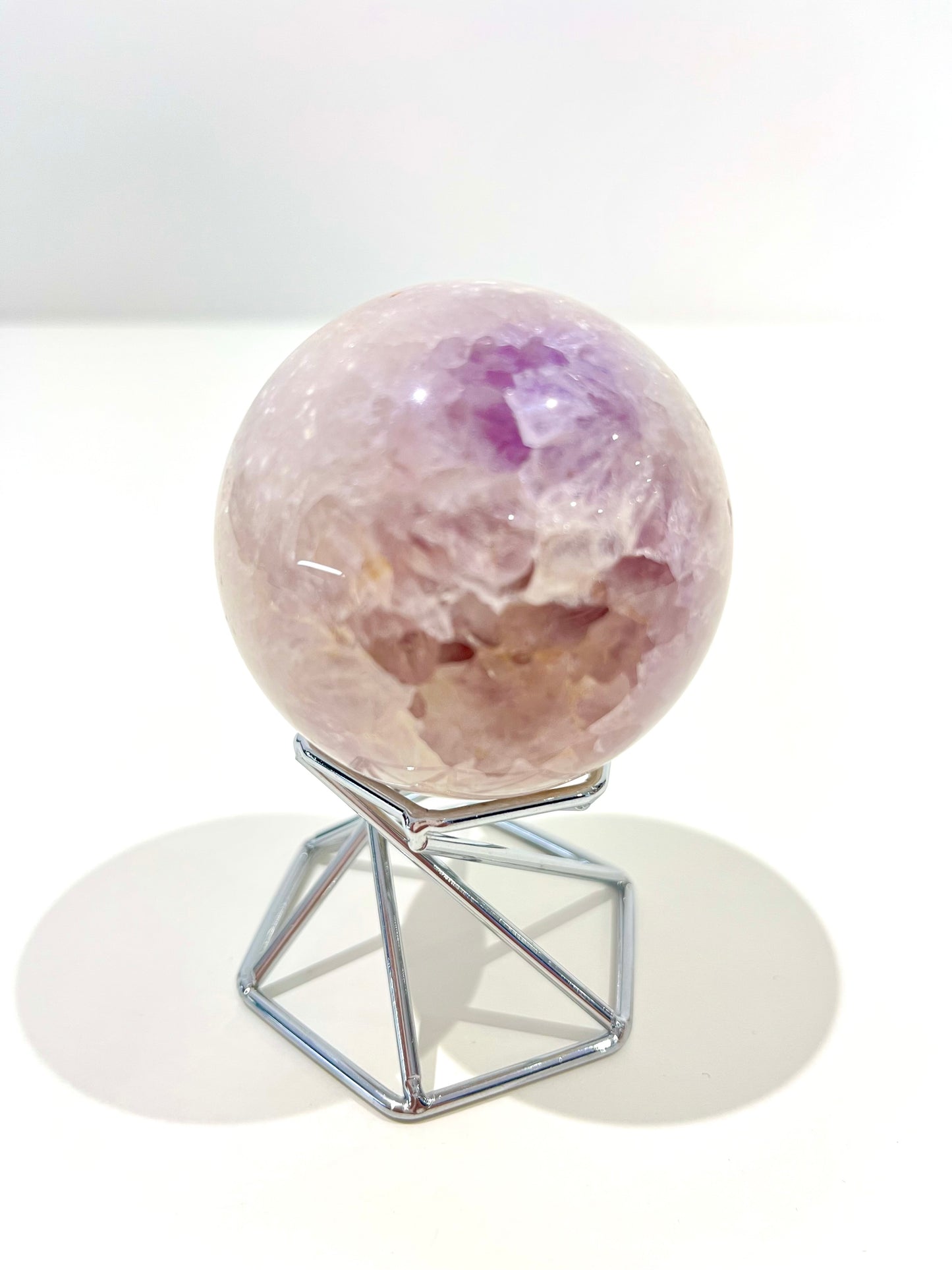 Pink Amethyst Sphere – 255g Dual-Toned Crystal with Rainbows for Emotional Healing & Self-Love