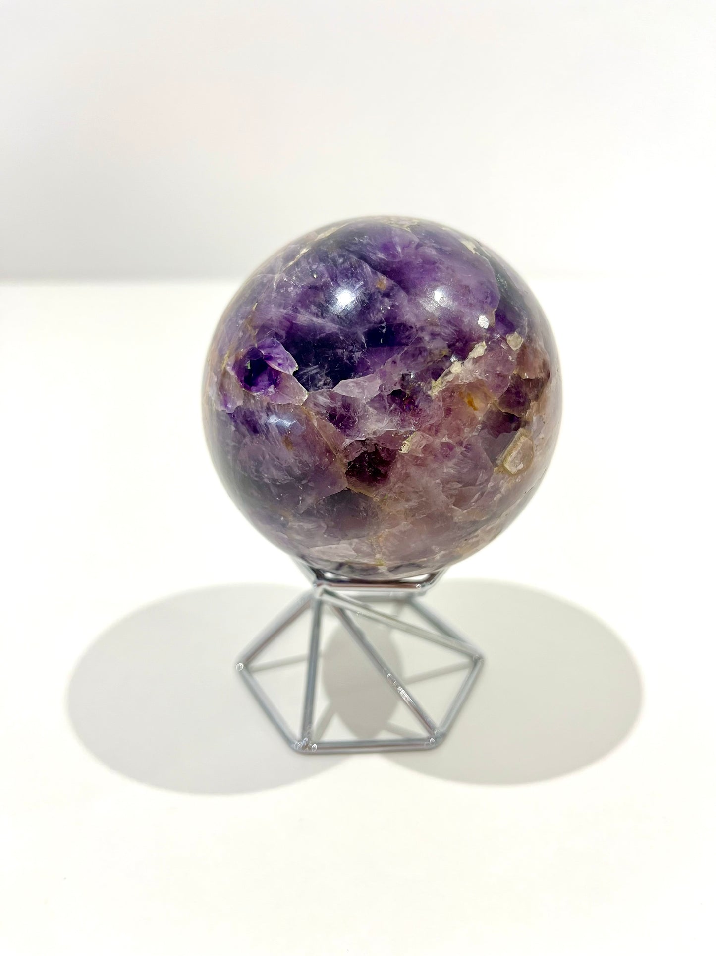 Dream Amethyst Sphere – 456g Deep Purple Crystal with Natural Banding for Intuition & Calm Energy