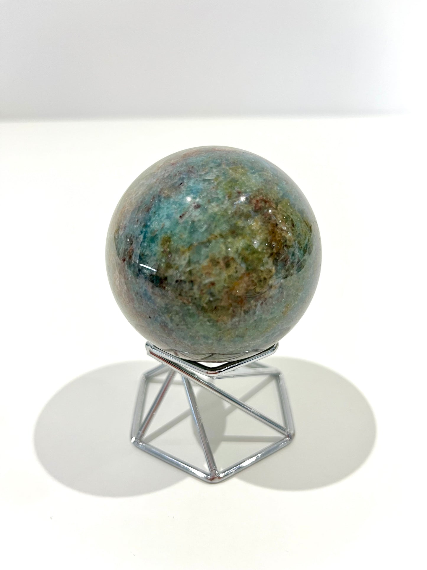 Green Strawberry Quartz Sphere – 257g Glittery Light Green Crystal with Galaxy Banding for Heart Healing & Cosmic Energy