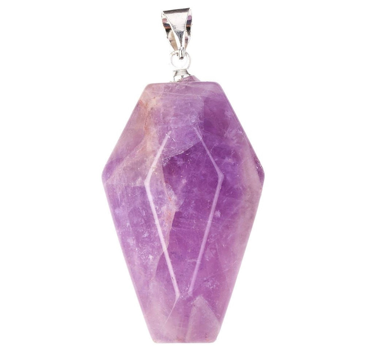 Amethyst Casket Necklace – 20” Silver Plated Chain
