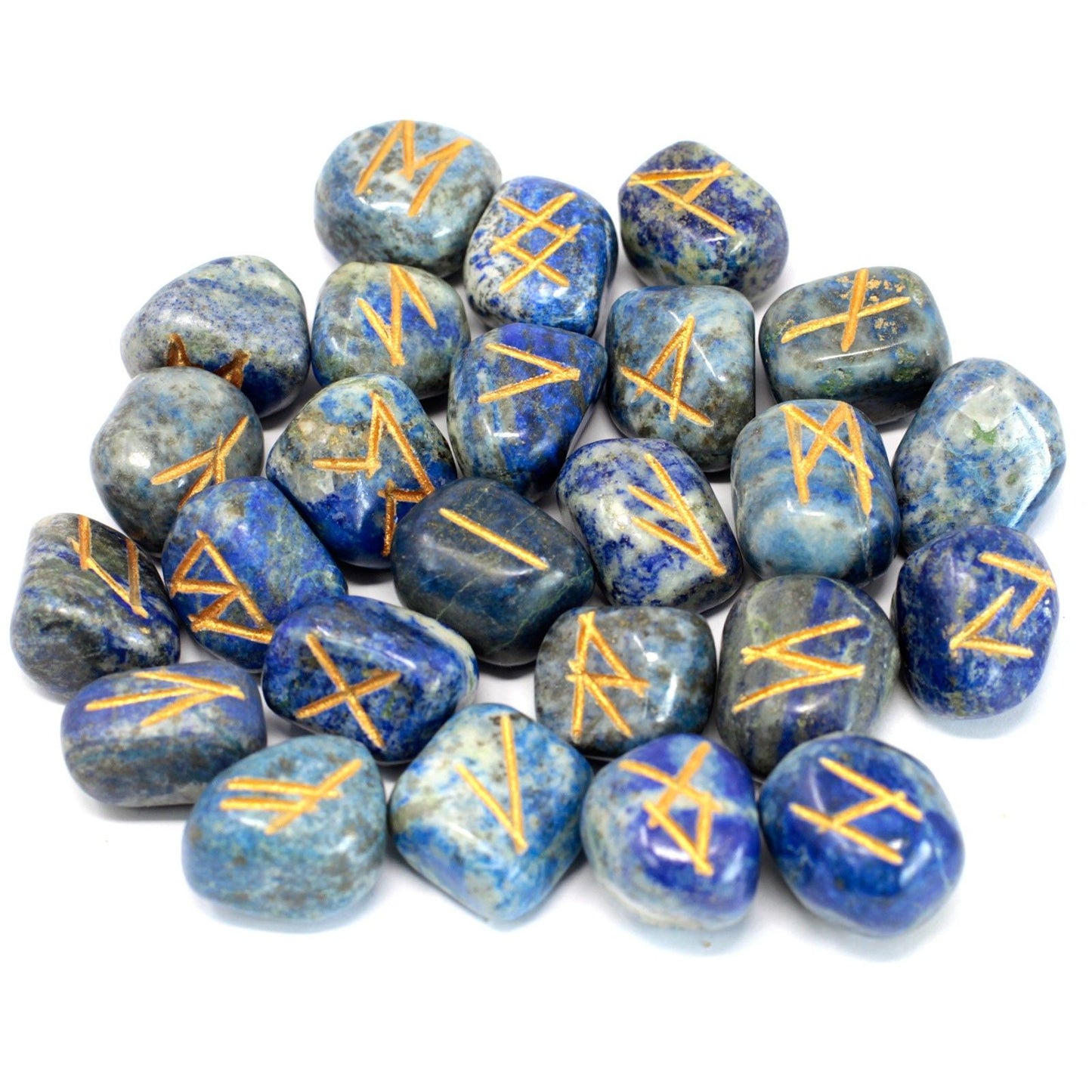 Runes Stone Set in Pouch - Lapis Lazuli