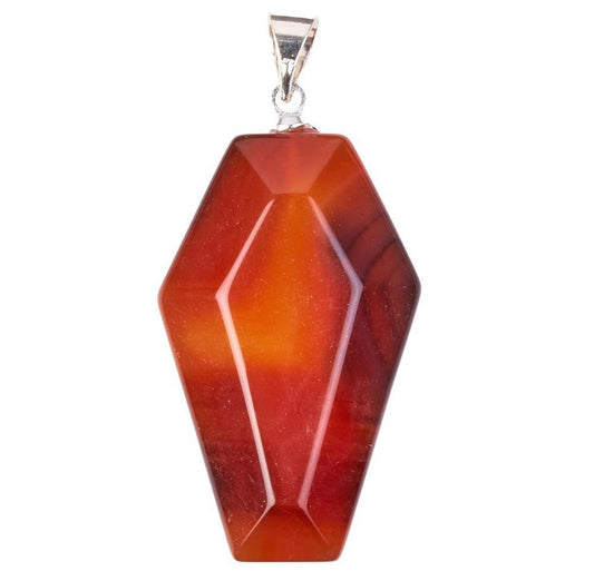Carnelian Casket Necklace – 20” Silver Plated Chain