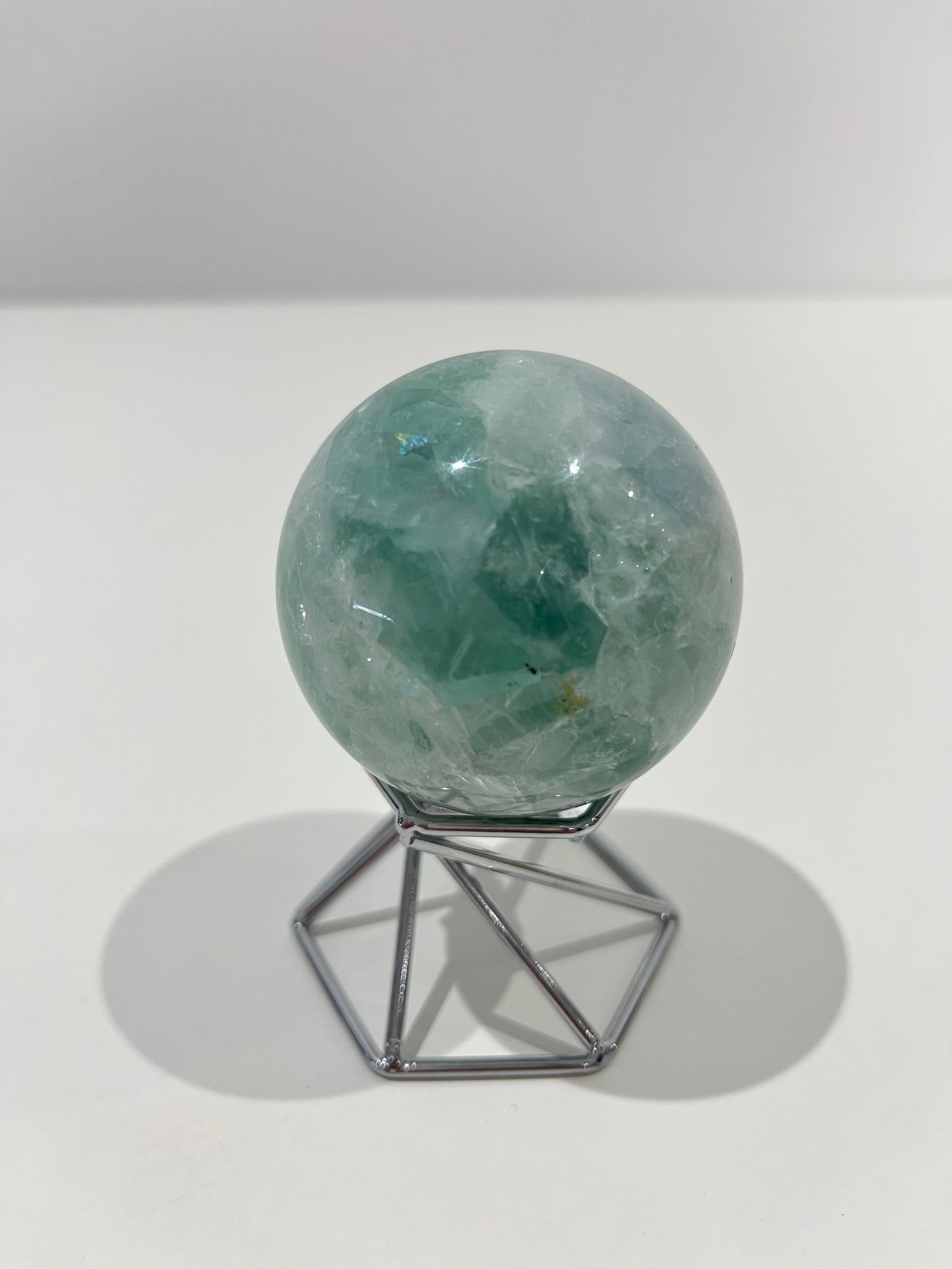 Green Fluorite Sphere – 279g Light Green Crystal with Rainbows for Focus, Healing & Emotional Balance