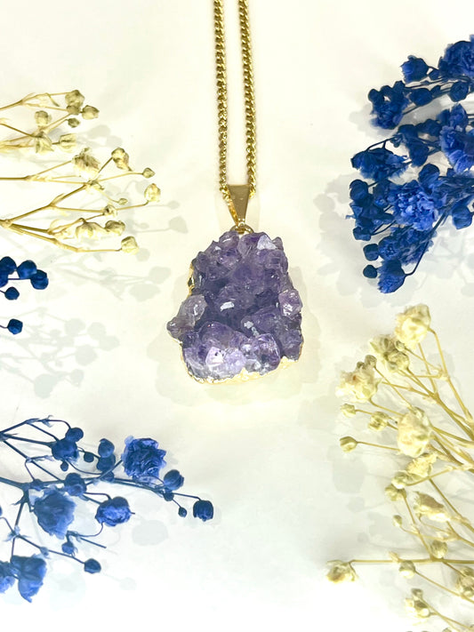 Gold-Plated Amethyst Cluster Necklace