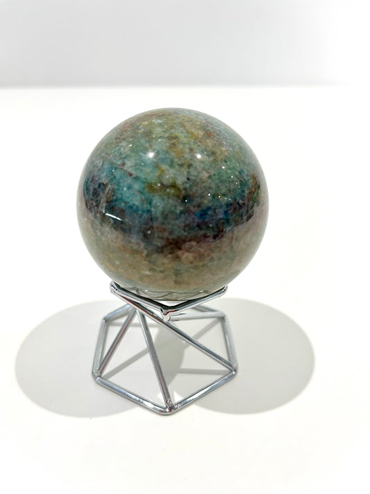 Green Strawberry Quartz Sphere – 257g Glittery Light Green Crystal with Galaxy Banding for Heart Healing & Cosmic Energy