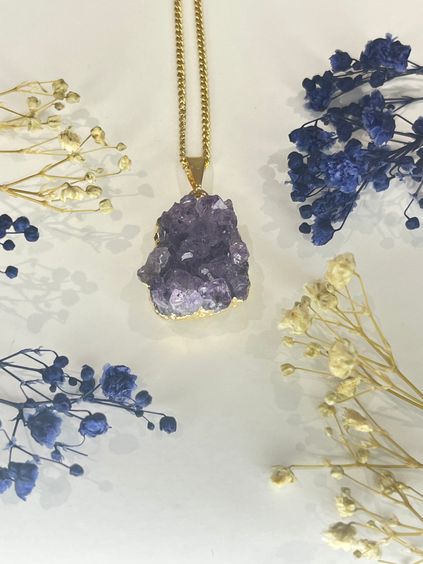 Gold-Plated Amethyst Cluster Necklace