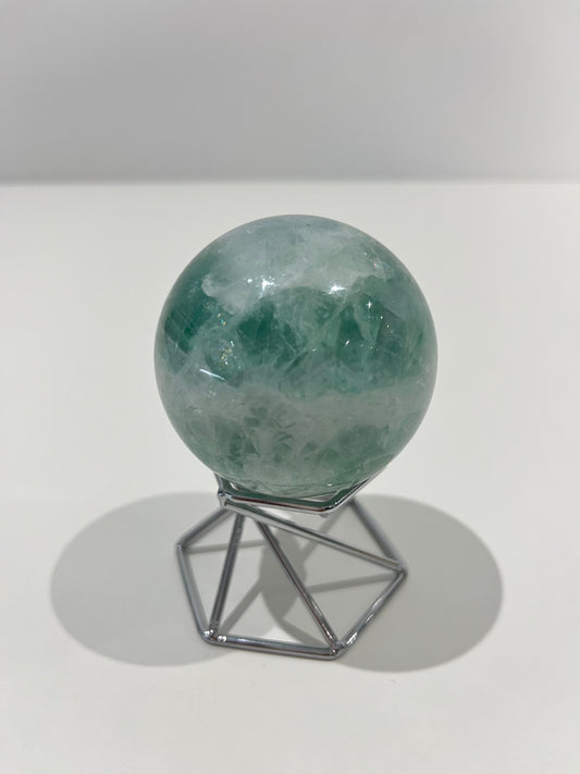 Green Fluorite Sphere – 279g Light Green Crystal with Rainbows for Focus, Healing & Emotional Balance