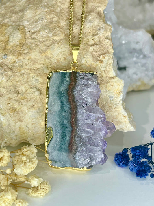 Gold-Plated Amethyst Slice Necklace