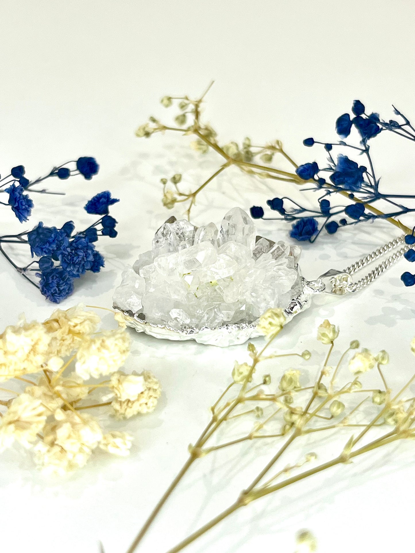 Natural Quartz Cluster Necklace – Clear Quartz Points