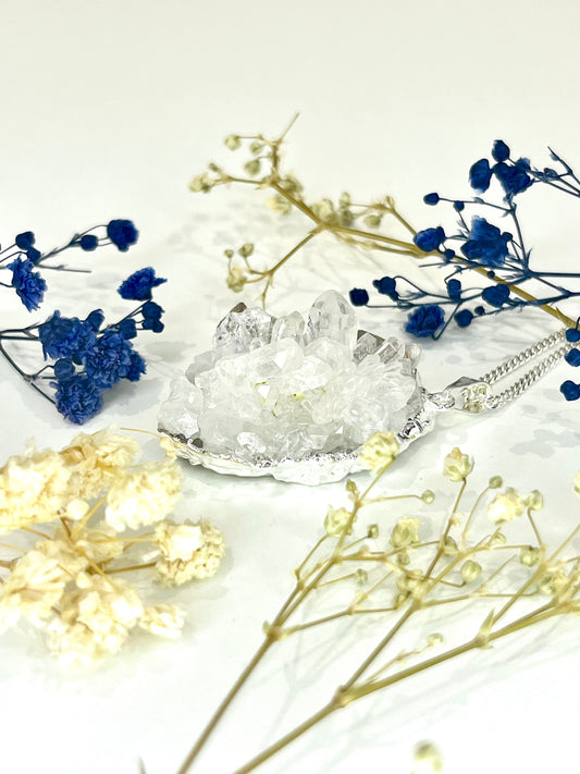 Natural Quartz Cluster Necklace – Clear Quartz Points
