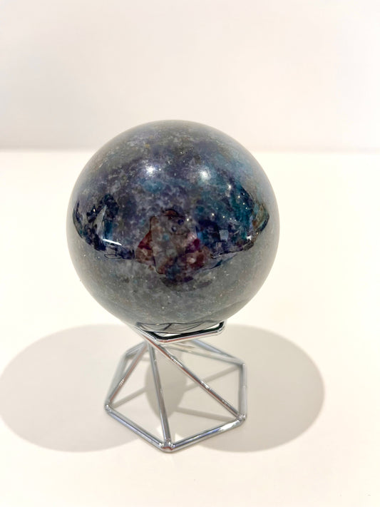 Iolite with Emerald Sphere – 402g Rare Purple & Green Crystal for Intuition, Healing & Cosmic Connection