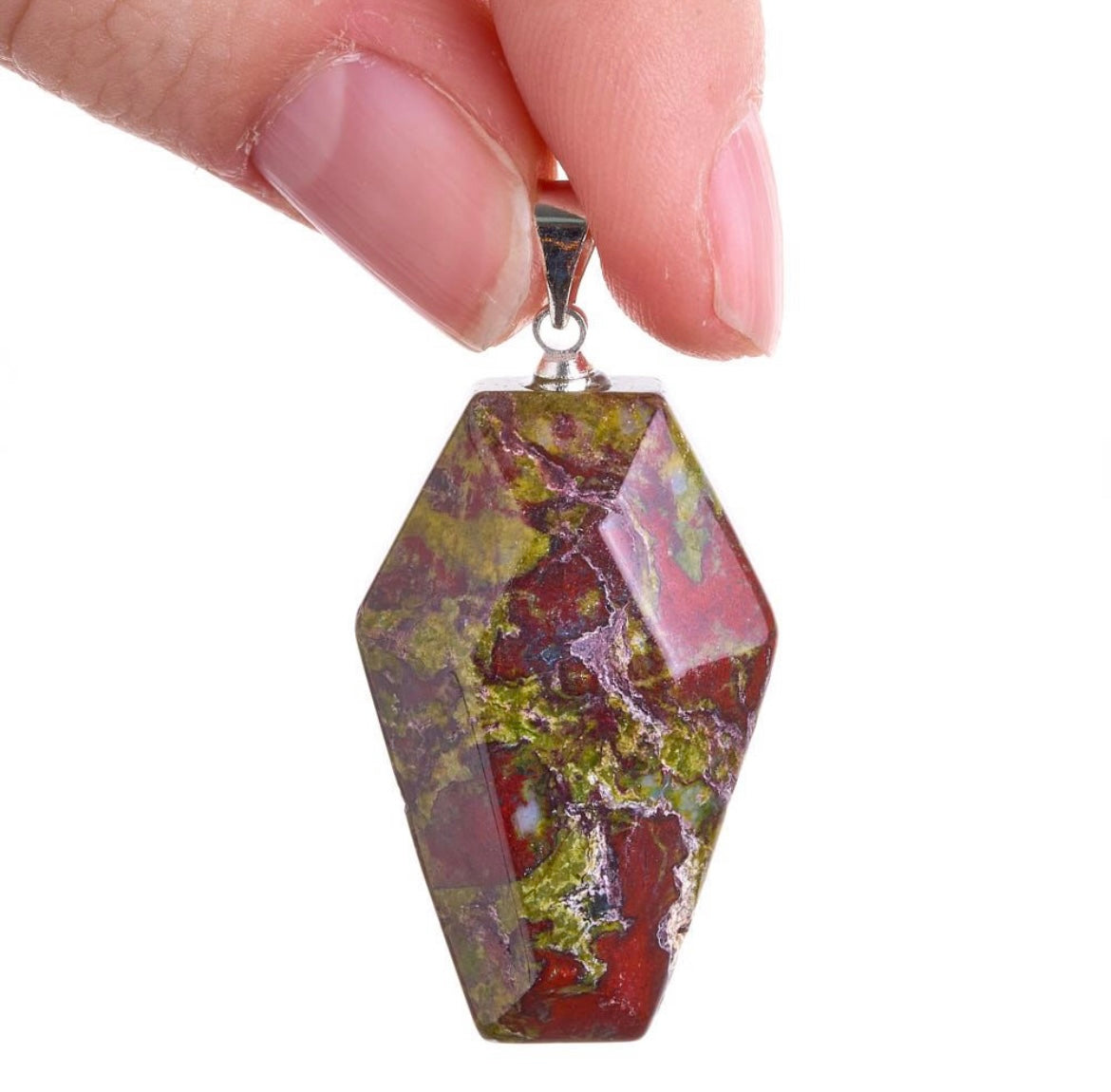 Dragon Stone Casket Necklace – 20” Silver Plated Chain