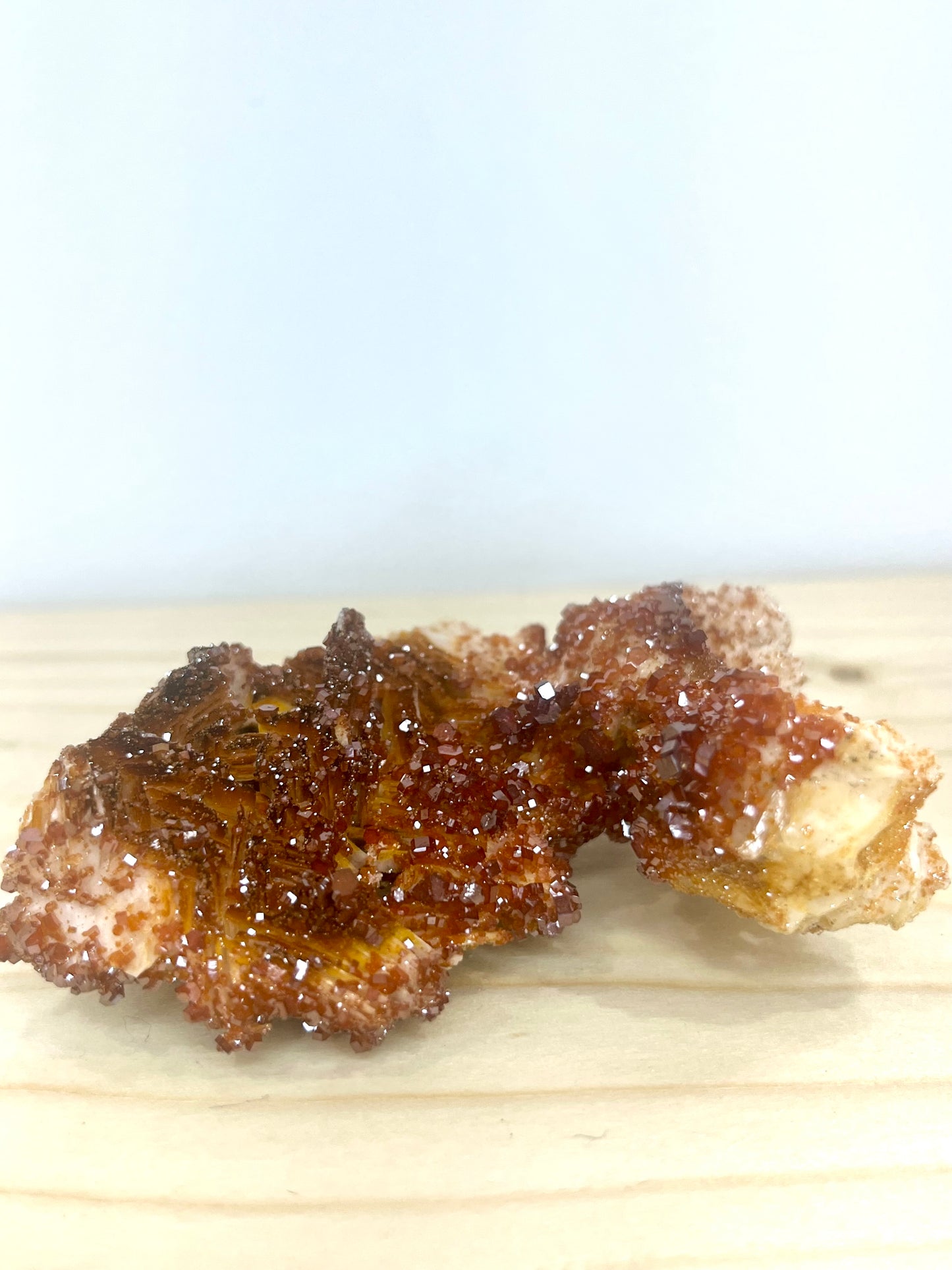 Vanadinite on Barite Crystal Cluster