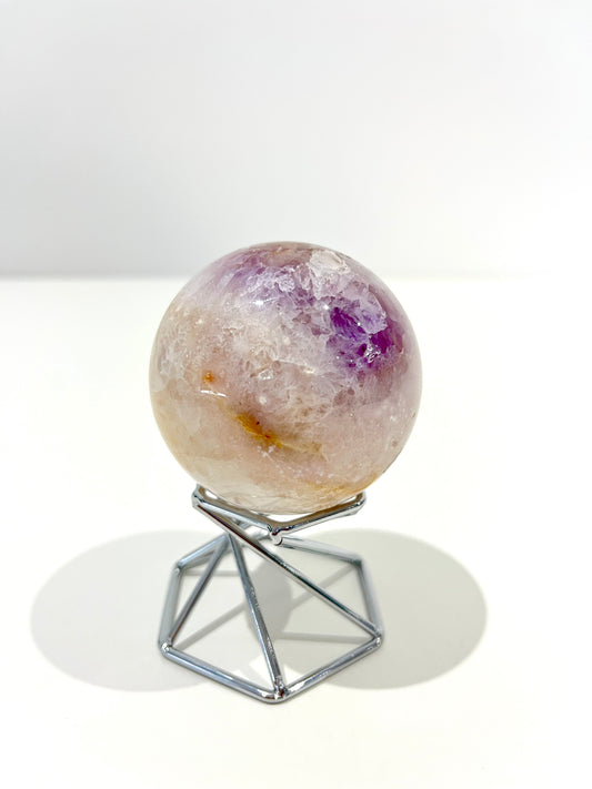 Pink Amethyst Sphere – 255g Dual-Toned Crystal with Rainbows for Emotional Healing & Self-Love