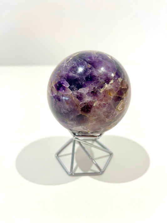 Dream Amethyst Sphere – 456g Deep Purple Crystal with Natural Banding for Intuition & Calm Energy