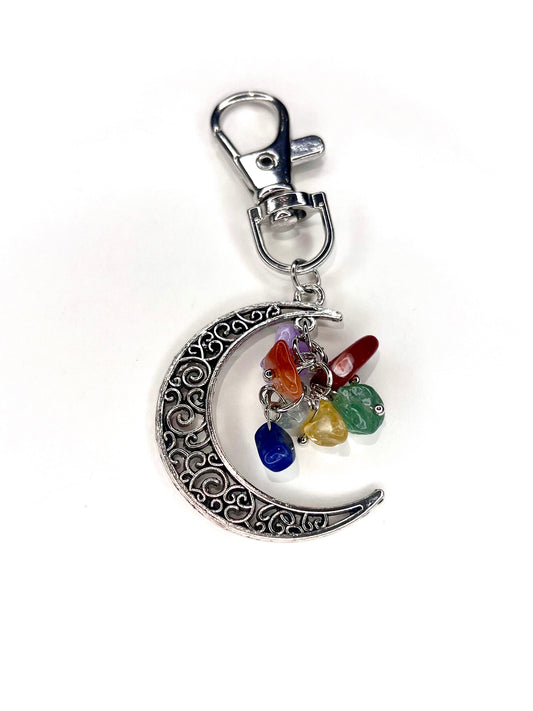 Crescent Moon Crystal Keyring