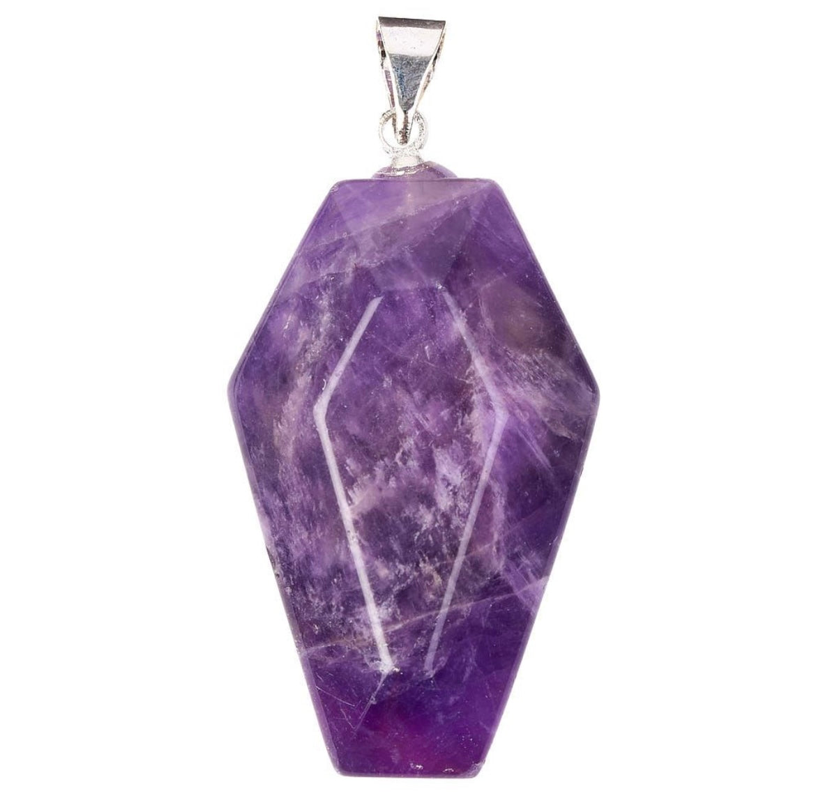 Amethyst Casket Necklace – 20” Silver Plated Chain