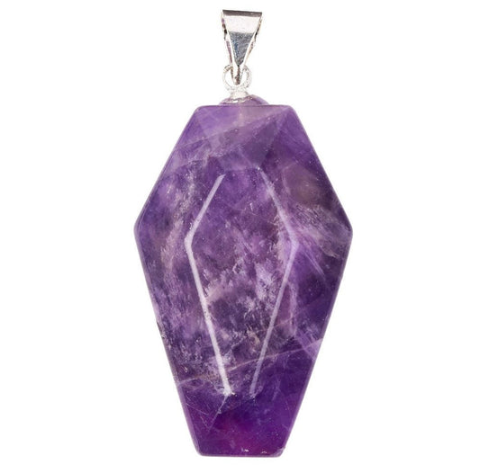 Amethyst Casket Necklace – 20” Silver Plated Chain
