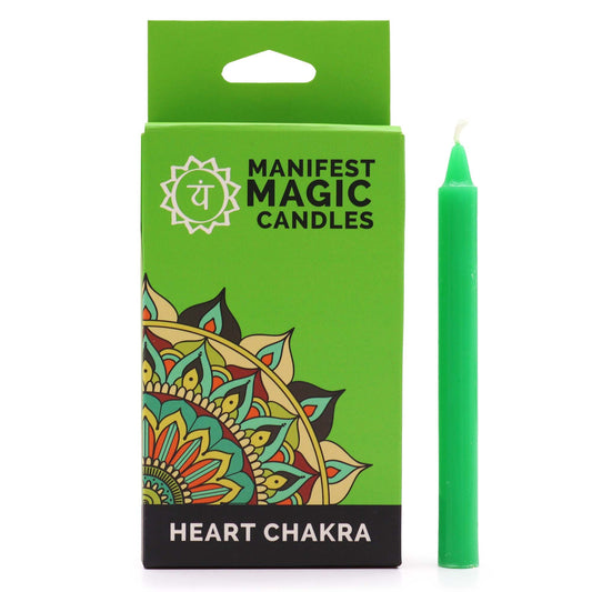 Manifest Magic Green Spell Candles – Pack of 12 (Heart Chakra, Love & Abundance)