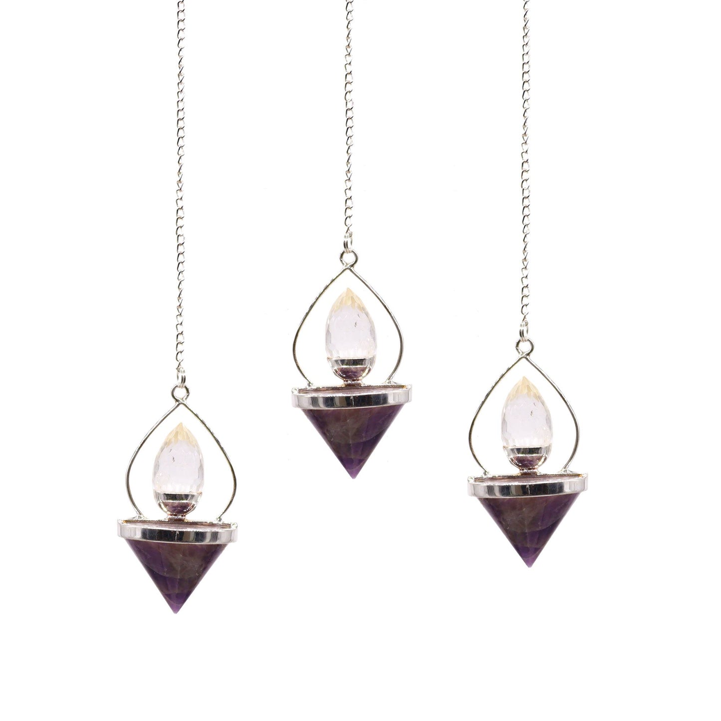 Lantern of Life Pendulum - Amethyst & Clear Quartz