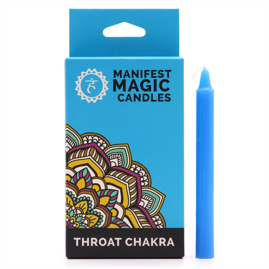 Manifest Magic Blue Spell Candles – Pack of 12 (Throat Chakra, Truth & Communication)