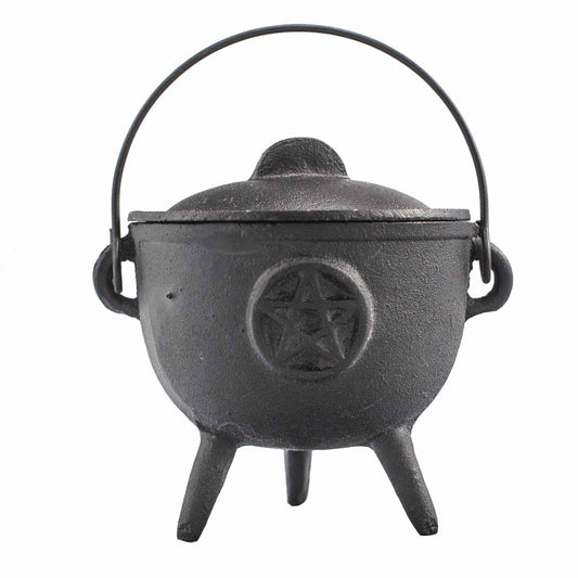 Cast Iron Pentacle Cauldron - Medium