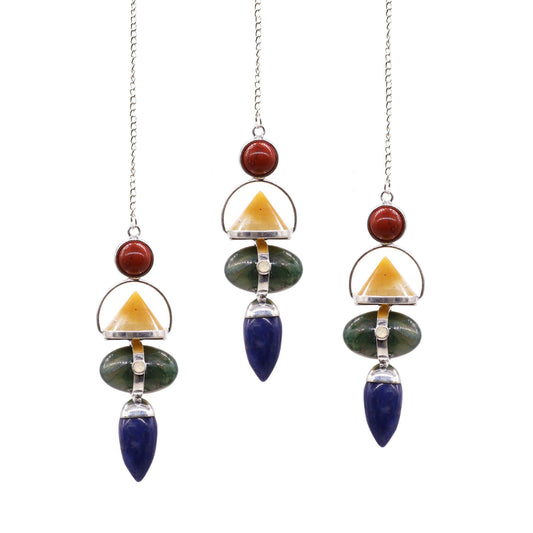 Elemental Pendulum - Red Jasper, Yellow Adventurine, Moss Agate, Sodalite & Moonstone