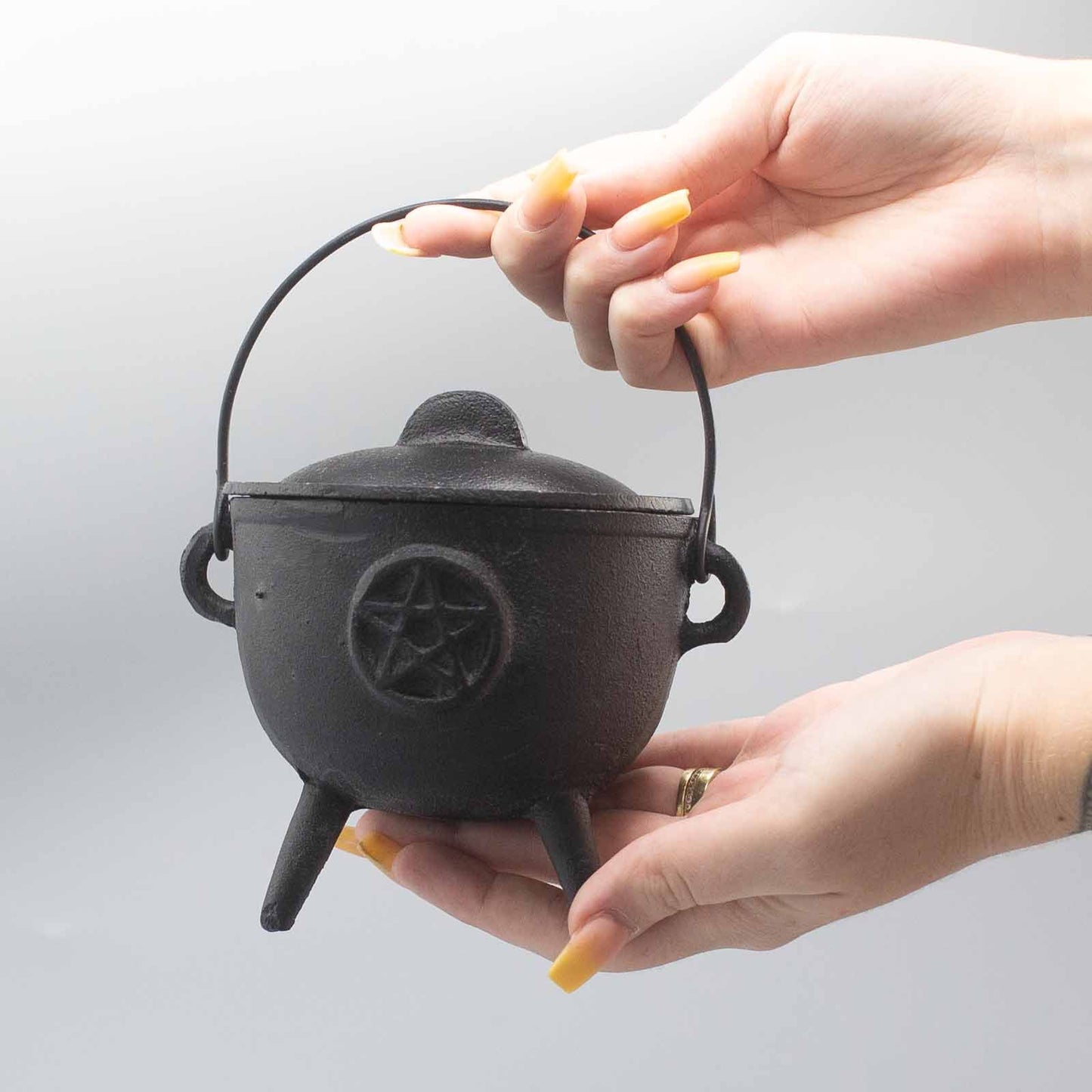 Cast Iron Pentacle Cauldron - Medium