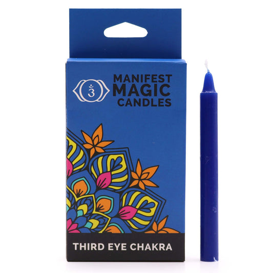Manifest Magic Indigo Spell Candles – Pack of 12 (Third Eye Chakra, Intuition & Insight)