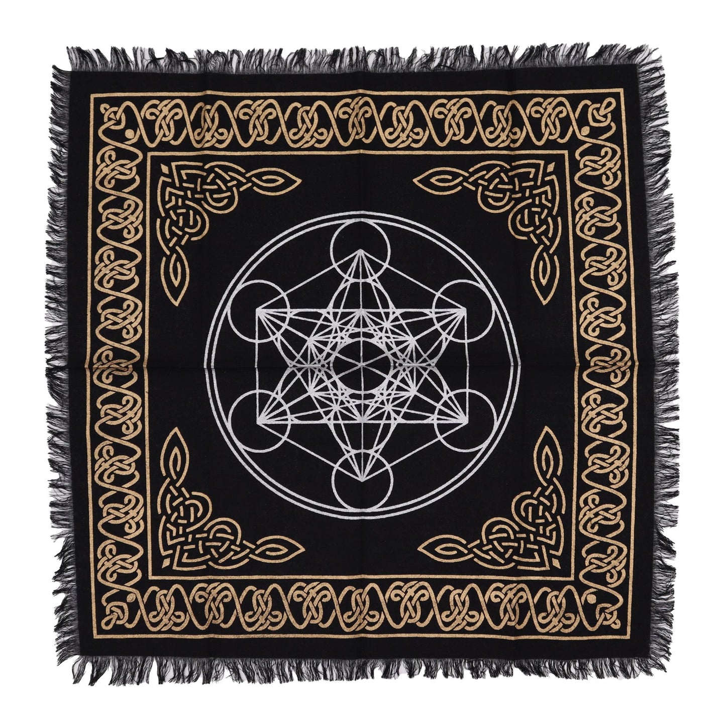 Esoteric Fringed Altar Cloth – Chakra Chart Design (Energy Balance & Ritual Use)