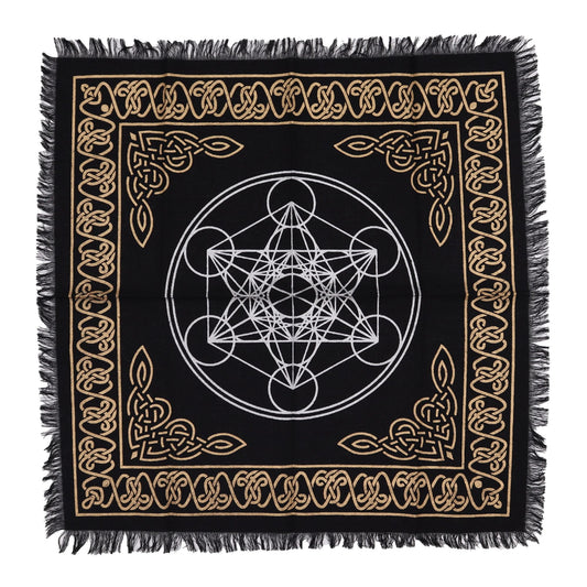 Esoteric Fringed Altar Cloth – Chakra Chart Design (Energy Balance & Ritual Use)