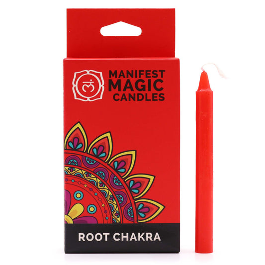 Manifest Magic Red Spell Candles – Pack of 12 (Root Chakra, Grounding & Stability)