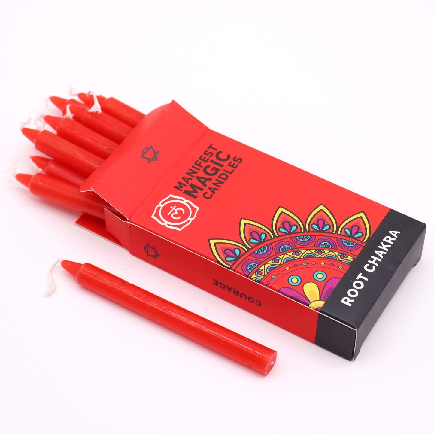 Manifest Magic Red Spell Candles – Pack of 12 (Root Chakra, Grounding & Stability)