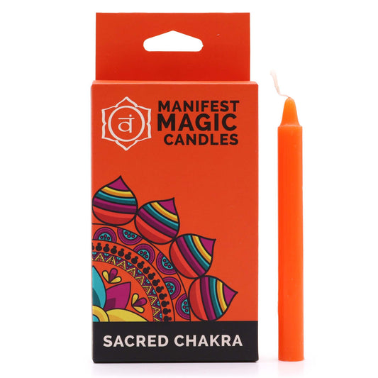 Manifest Magic Orange Spell Candles – Pack of 12 (Sacral Chakra, Creativity & Joy)